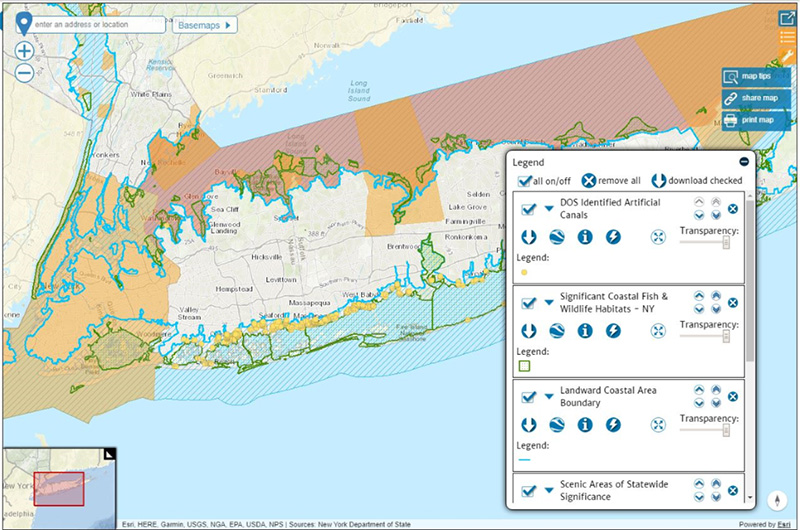 Example of a Coastal Map of Long Island, NY from the Gateway